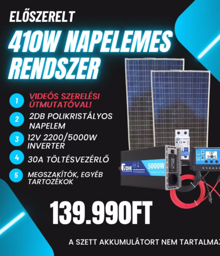 2 napelemes 12V 5000W előszerelt mikrorendszer csomag